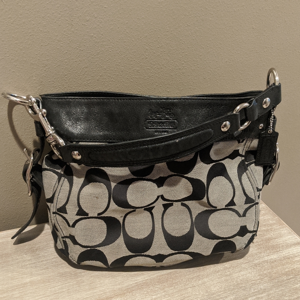Authentic Coach Black canvas Hobo bag